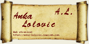 Anka Lolović vizit kartica